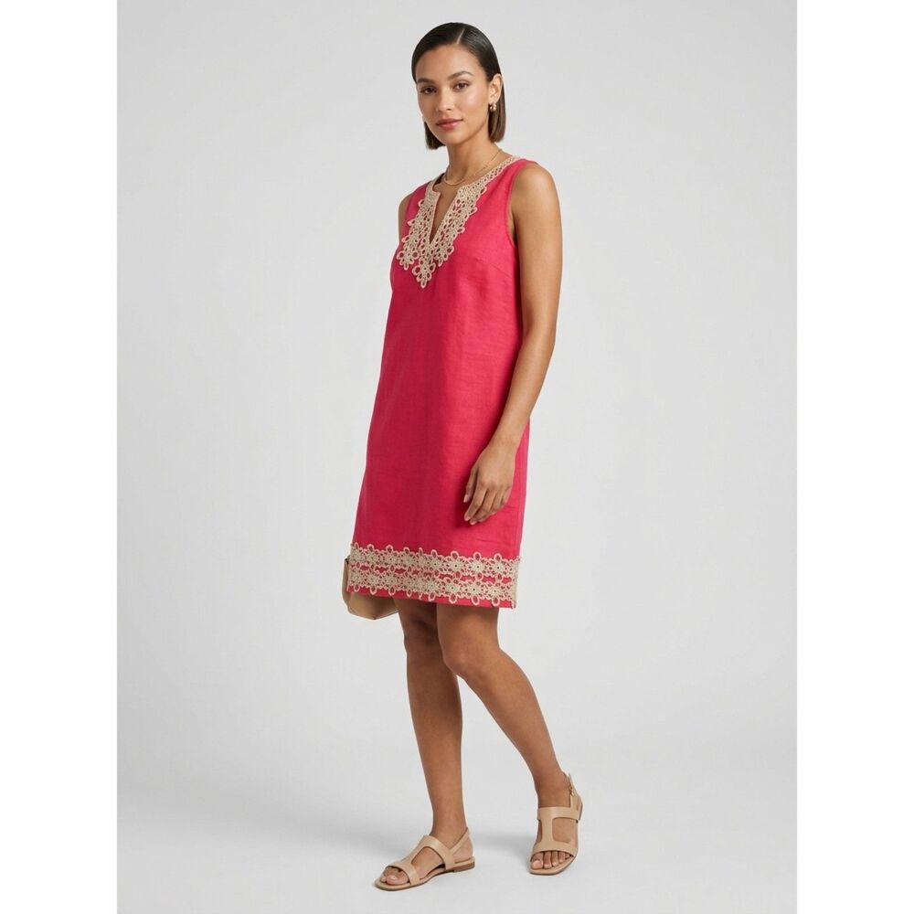 Mud Pie Shift Dress Size L Orange Sleeveless V-Neck Casual Boho